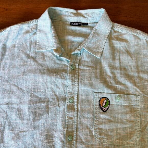 Grateful Dead Steal Your Face LIVERGY 100% Cotton Button Down Shirt (2XL) - Picture 5 of 6